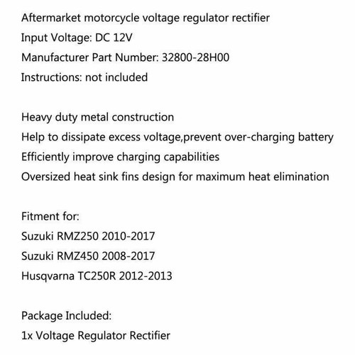 Voltage Regulator Rectifier For Suzuki RMZ450 2008-2017 RMZ250 2010-2017/AU5 - Picture 5 of 5