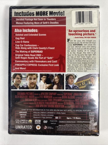 Superbad (DVD, 2007; Unrated; Extended Edition) NEW SEALED. a - Foto 2 di 3