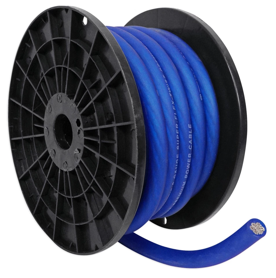 Rockville R0G30BLUE 0 Gauge 30 Foot Spool Blue Car Amp Power+Ground Wire Cable - Image 4 of 4