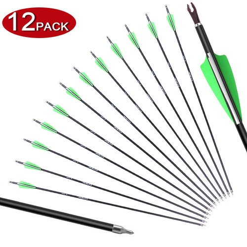 12Pcs 30inch Carbon Arrows SP500/1000 Archery Hunting for Compound & Recurve Bow - Picture 16 of 16