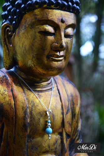 Handmade necklace / pendant with Sterling Silver & Turquoise Magnesite. - Picture 1 of 4