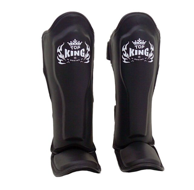 Top King Muay Thai Boxing Shin Pads TKSGP Shin Guards Pro Leather Black Red tri