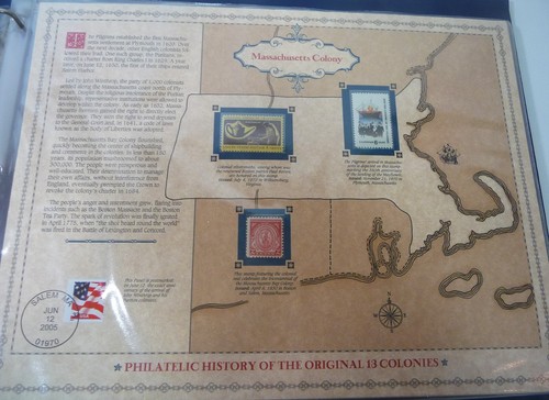 Juego de HISTORIA FILATÉLICA de las ORIGINALES 13 COLONIAS ESTAMPILLAS PCS Libro - Imagen 4 de 7