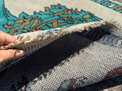 4x6 GREEN WOOL RUG HAND-KNOTTED heriz HANDMADE oriental carpet handwoven oushak - Picture 12 of 13