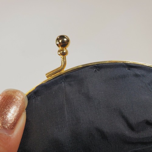 Vintage Asian Butterfly, Flower Embroidery Evening Purse w/ Gold Metal Closure - Picture 9 of 12