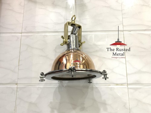 Copper Aluminum Brass Hanging Cargo Pendant Light – Vintage Industrial Fixture