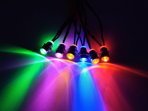 3mm Ultra Bright Pre-Wired LEDs With Metal Holders 6mm Panel Mount 3V 6V 9V~220V - Picture 5 of 11