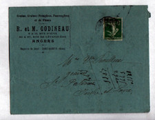 ANGERS (49) CULTIVATEUR GRAINIER "R. & M. GODINEAU" Enveloppe d'Entreprise 1913