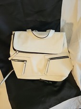 Massimo Purse Backpack White Leather Silver Hardware 12x16 - 18" Deep