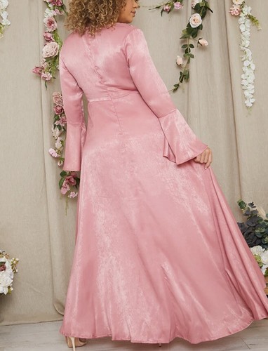 STACEY SOLOMON PINK RECYCLED TIE FRONT DIPPED HEM MAXI DRESS-SIZE 10 RRP £45 - Picture 8 of 8