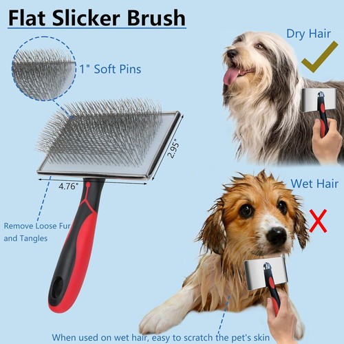 Extra Long Pin Slicker Brush for Large Dogs, Remove Loose Fur and Tangles; Do... - Picture 3 of 8