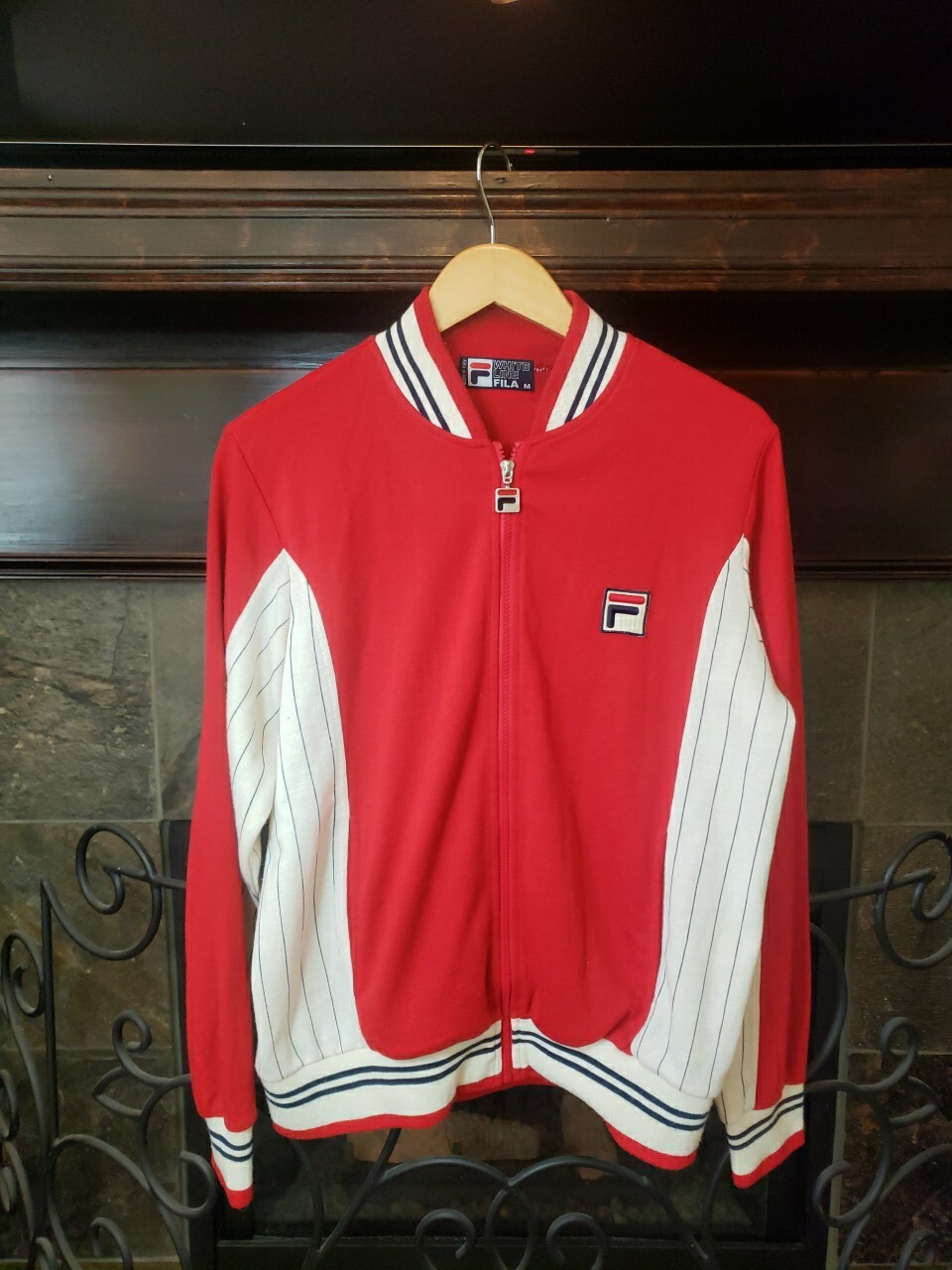 Giacca Vintage White Line Fila Track Zip Intera Medium Born in Italy