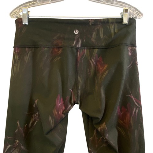 Leggings donna LULULEMON taglia 8 nero lunghezza intera floreale tempo libero palestra allenamento - Foto 4 di 8