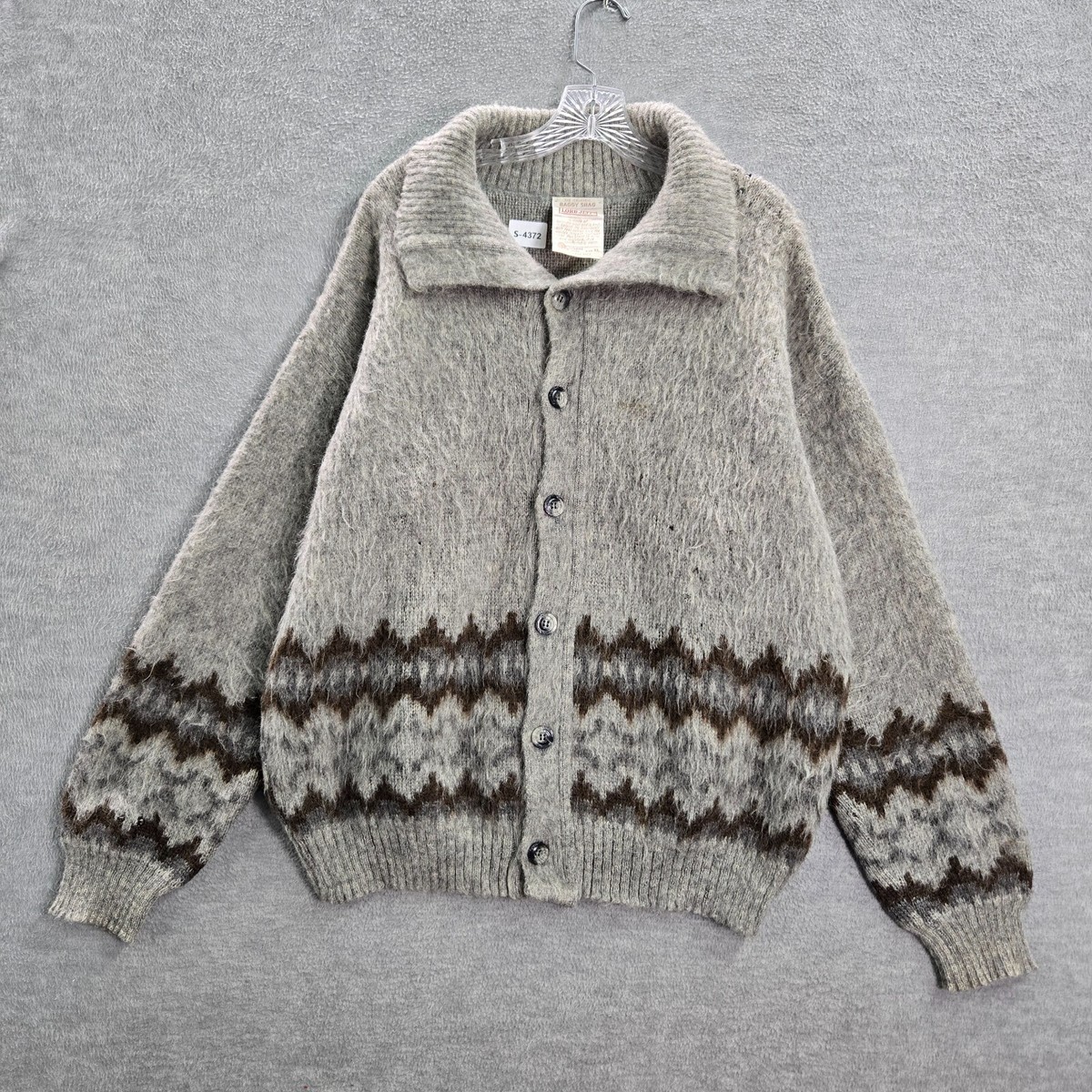 VINTAGE Baggy Shag By Lord Jeff Men Sweater XL Cardigan Wool