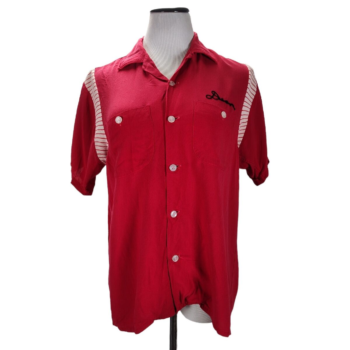 Vintage 50s Rayon Bowling Shirt Size M Red Dean JCC Men's Vintage 50s Rayon Bowling Shirt Size M Red Dean JCC Men's