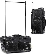 Fanwoli 28  Glittering Black Dance Bag W/Garment Rack Upgraded Stable System