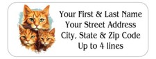150 Ginger Cats Kittens Orange White Return Address Labels Personalized Printed