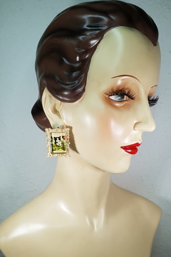 Niedliche Katzen Ohrringe im Gold Rahmen CatBalouJewelry - Bild 4 von 15