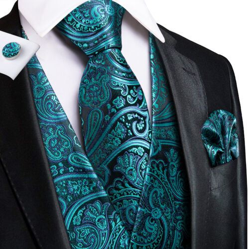 50 Colors Mens Vest Sleeveless V-Neck Pockets Waistcoat Without Tie Set Wedding - Picture 134 of 209