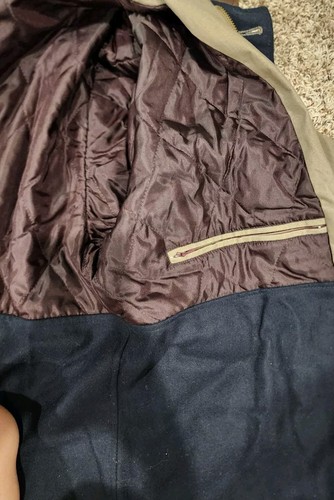 L.L. BEAN Men's Large Brown K490 Canvas Genuine Leather Collar Field Coat - Picture 14 of 14