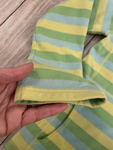 THE NORTH FACE GREEN BLUE STRIPED HOODED FLEECE JACKET GIRLS SIZE M(10/12) - Picture 4 of 9