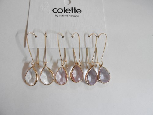 COLETTE Gold Clear Colour Crystal Teardrop Earrings 3pr Sets - Picture 3 of 3