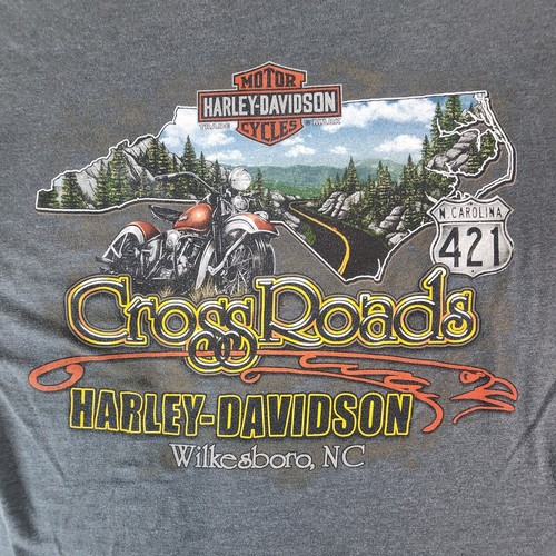 Camiseta Harley Davidson Para Hombre Talla Grande Gris Oscuro Cross Roads Wilkerson NC #1827 - Imagen 5 de 16