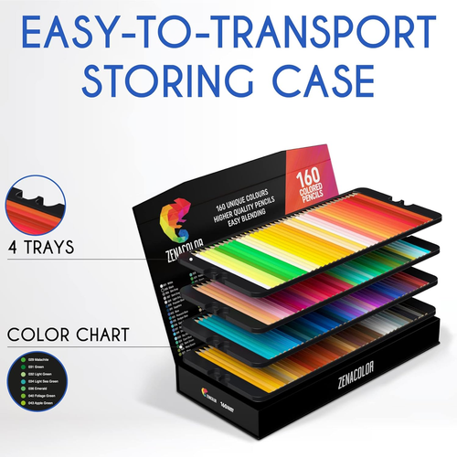 Zenacolor 160 Colouring Pencils (Numbered) - Easy Storage - Professional Set of - Picture 6 of 12