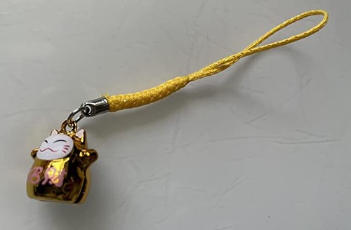 ¡NUEVO! Campana de gato auspicioso Fengshui oro afortunado Maneki Neko 5/8" fortuna - Imagen 6 de 7