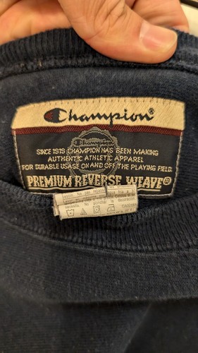 Vintage Champion Men's Sz L Blue Blank Crewneck Sweatshirt Pullover Y2K 00s - Picture 2 of 10