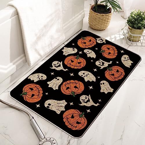 Halloween Door Mat Outdoor Rug Ghost Pumpkins Doormat Halloween Rugs - Picture 3 of 7