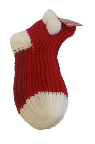 Merry Brite Sweater Slipper Socks Womens Size 9-11 Red White Christmas Knit - Picture 3 of 5