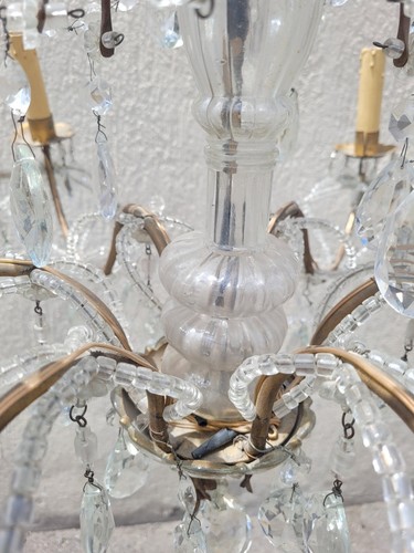 Lustre à Pampilles En Cristal, XXème Siècle - Picture 13 of 13