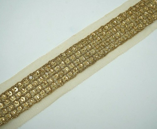 Metallic Gold, Silber Spitzenborte indische Schnittarbeit Zari Stein Sari Dupatta Nähen - Bild 12 von 19