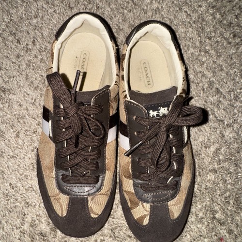 Coach Signature Joss Brown Suede Lace Up Low Top Sneakers Size US 6M - Picture 9 of 13