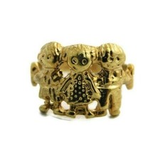 3 Kids Ring 2 Boys 1 Girl 14k Solid Yellow Gold.