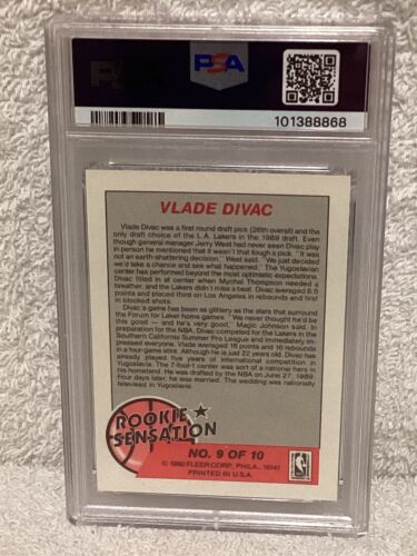 1990 FLEER ROOKIE SENSATIONS #9 VLADE DIVAC PSA 6 - Picture 4 of 7