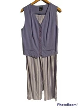 Boutique Europa 2 Piece Pant Set Size 14 Cool Lightweight Purple/White