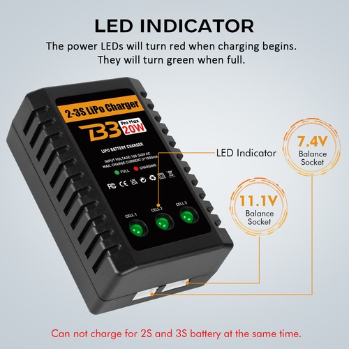 10W LiPo Battery Charger 2S-3S Balance RC Car Charger for XHR Plug Battery(B3V2) - Picture 5 of 10