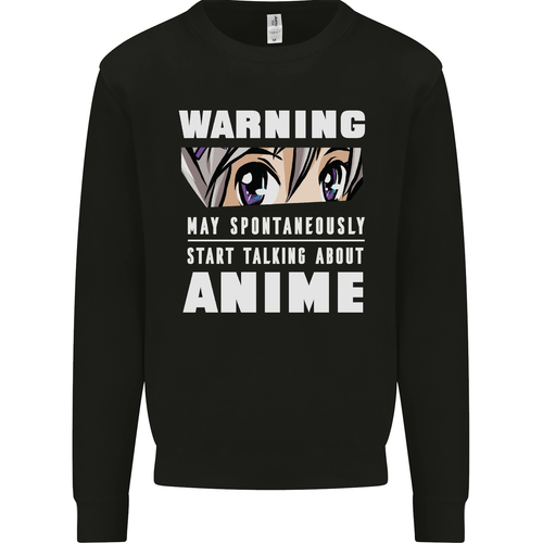 Warning May Start Talking About Anime Funny Kids Sweatshirt Jumper - Picture 14 of 92