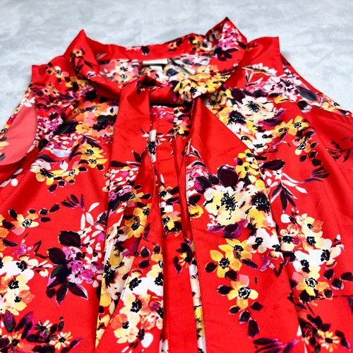 A.N.D A New Day Floral Sleeveless Blouse Womens Sz XL Orange/ Red Button Down - Picture 9 of 14
