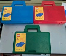 3 LEGO Sorting Boxes to Go Travel Case Organizing Dividers Red Green Blue 4087