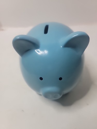 Sparschwein blaues Keramikschwein mit Stopfen bezaubernd!!!