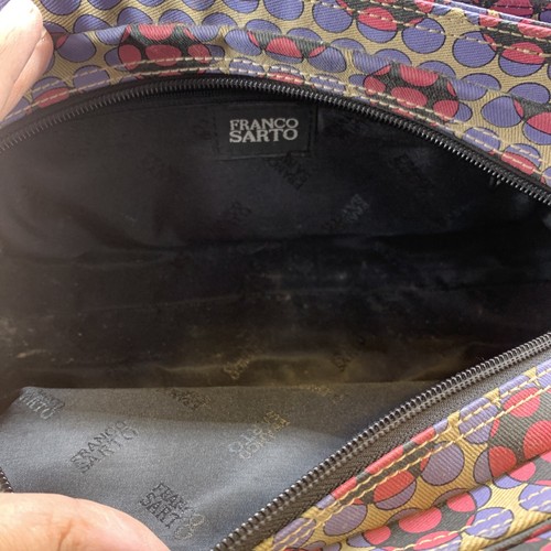 Franco Sarto Canvas Handbag Purple Black Pink Geometric Pattern Shoulder Bag - Picture 8 of 12