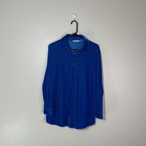 Soft Surroundings Top Damen Small Samt Knopf Shirt Blau Tunika