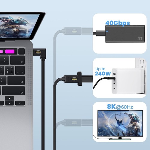 USB4 Type-C Female Ear to Type-C Female Ear Screw Fixed Panel Extension Cable - Picture 6 of 6