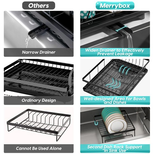 Dish Drying Rack Large Capacity 2 Tier Dish Drying Rack Multifunctional Rustp... - Picture 4 of 9