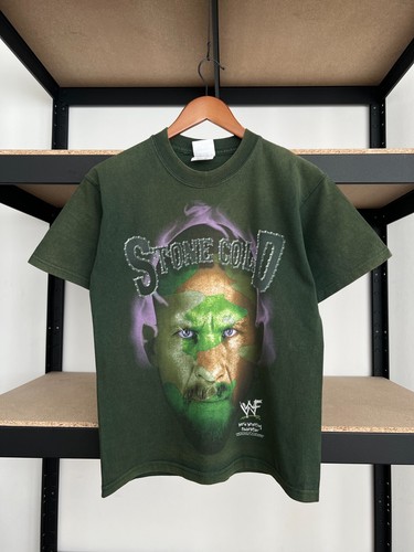 Vintage 1998 Stone Cold Steve Austin Camo Face WWE T-shirt Sz L 14-16 Years - Picture 1 of 20