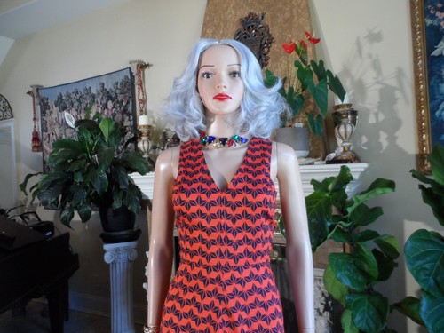 Abito Derek Lam 10 Crosby rosso e nero stampa aderente e svasato taglia 6 - Foto 5 di 21