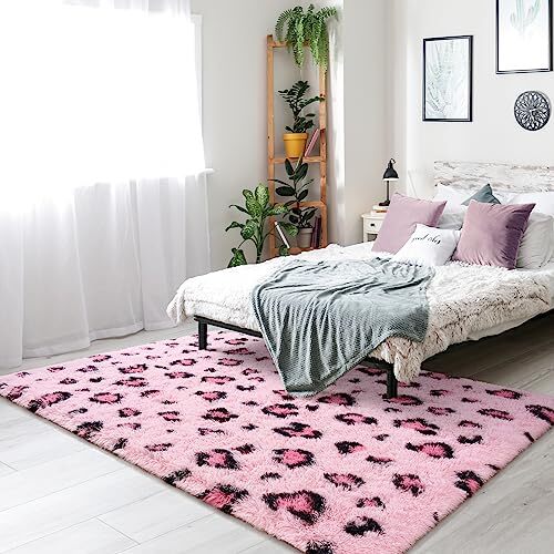Fluffy Area Rug, Modern Shag Leopard Print Rugs Home Decor for Bedroom, Soft - Picture 8 of 8